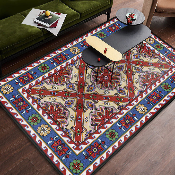 Lisslune | Persian tribal patterned carpet Multicolored polyester carpet Stain-resistant Pet-friendly Non-slip backing Carpet for bedroom