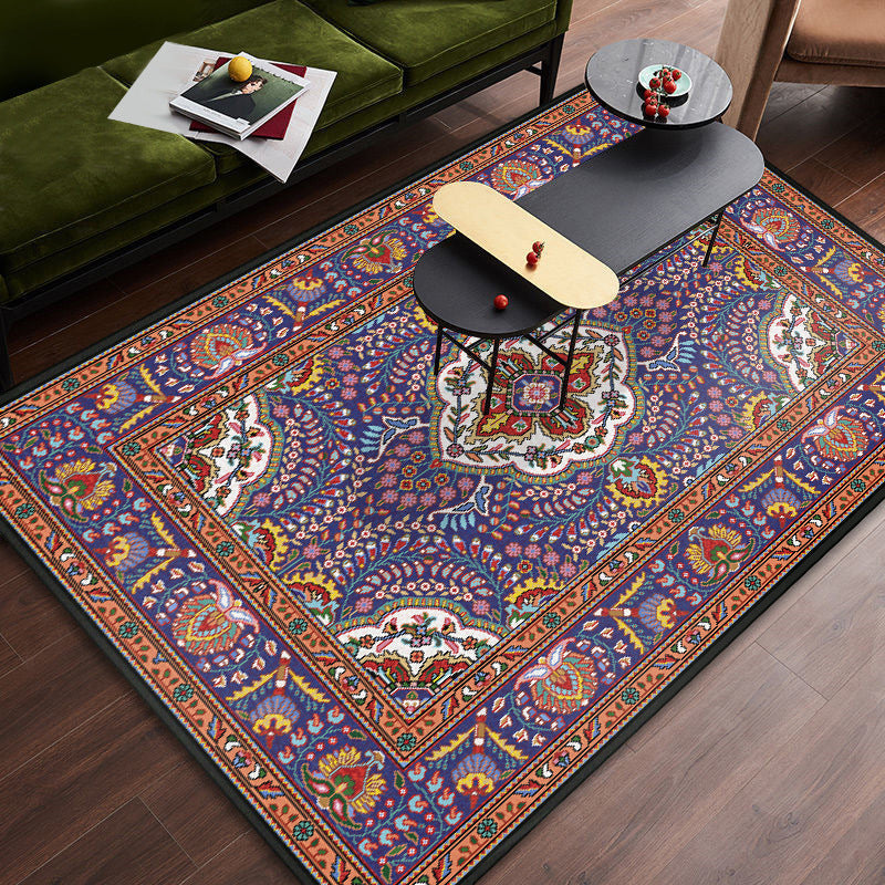 Lisslune | Persian tribal patterned carpet Multicolored polyester carpet Stain-resistant Pet-friendly Non-slip backing Carpet for bedroom