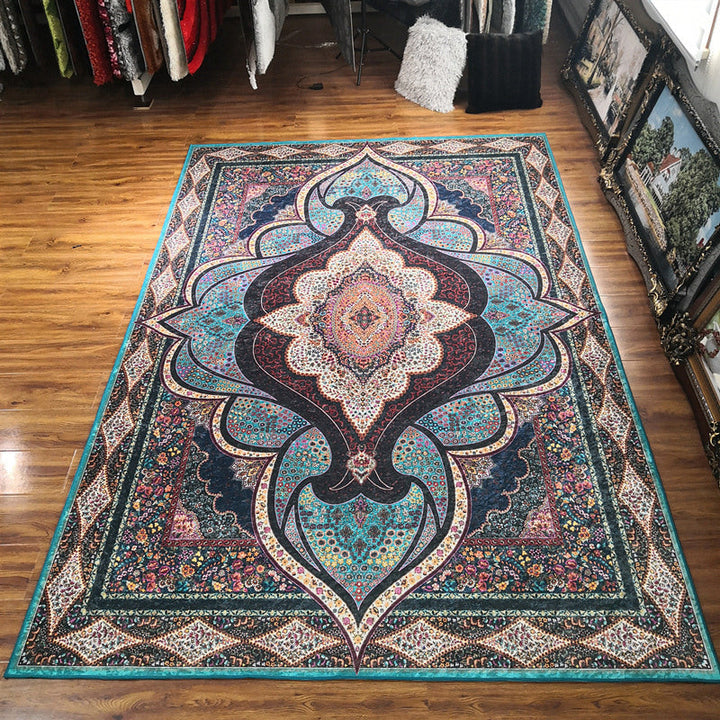 Lisslune | Glam Persian Indoor Dress Multicolored Floral Pattern Dress Non-Slip Back Machine Washable Pet Friendly Carpet for Living Room