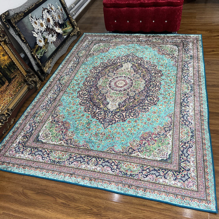 Lisslune | Glam Persian Indoor Dress Multicolored Floral Pattern Dress Non-Slip Back Machine Washable Pet Friendly Carpet for Living Room