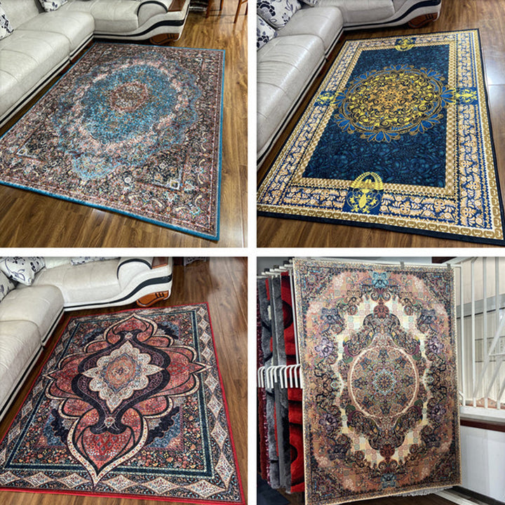Lisslune | Glam Persian Indoor Dress Multicolored Floral Pattern Dress Non-Slip Back Machine Washable Pet Friendly Carpet for Living Room