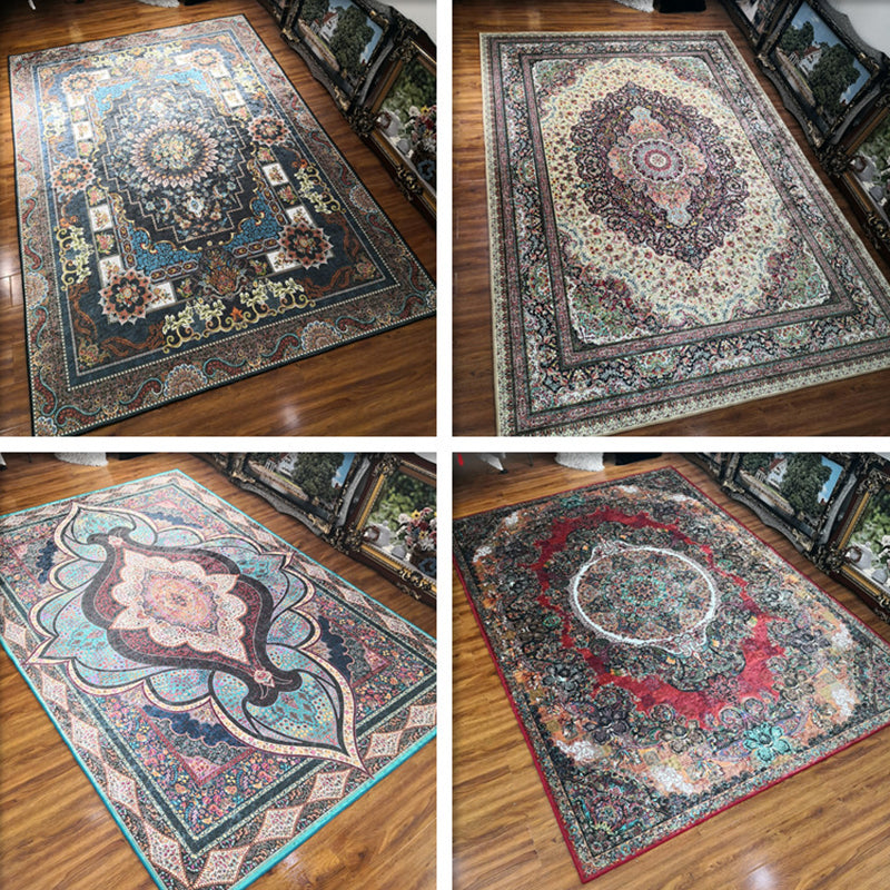 Lisslune | Glam Persian Indoor Dress Multicolored Floral Pattern Dress Non-Slip Back Machine Washable Pet Friendly Carpet for Living Room