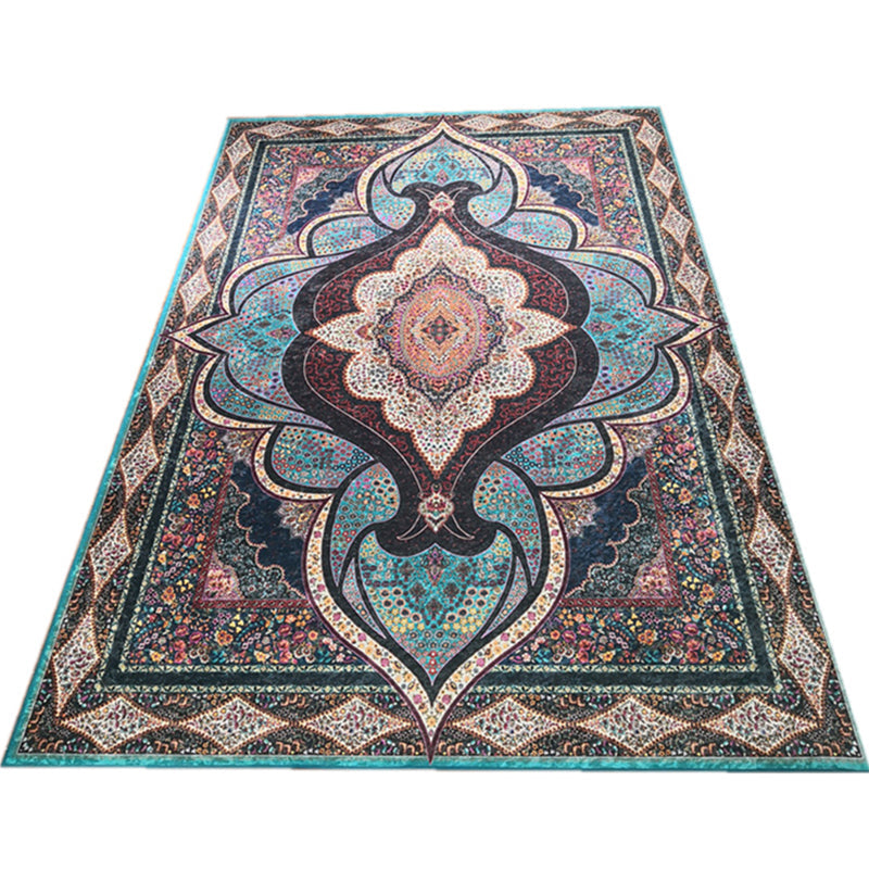 Lisslune | Glam Persian Indoor Dress Multicolored Floral Pattern Dress Non-Slip Back Machine Washable Pet Friendly Carpet for Living Room