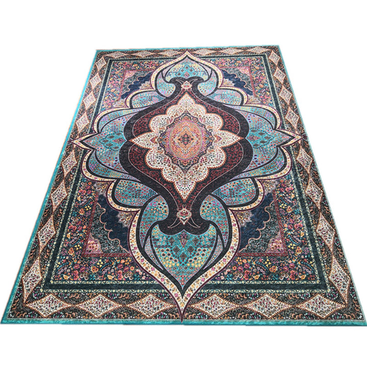 Lisslune | Glam Persian Indoor Dress Multicolored Floral Pattern Dress Non-Slip Back Machine Washable Pet Friendly Carpet for Living Room