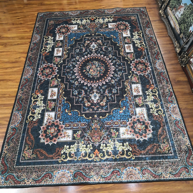Lisslune | Glam Persian Indoor Dress Multicolored Floral Pattern Dress Non-Slip Back Machine Washable Pet Friendly Carpet for Living Room