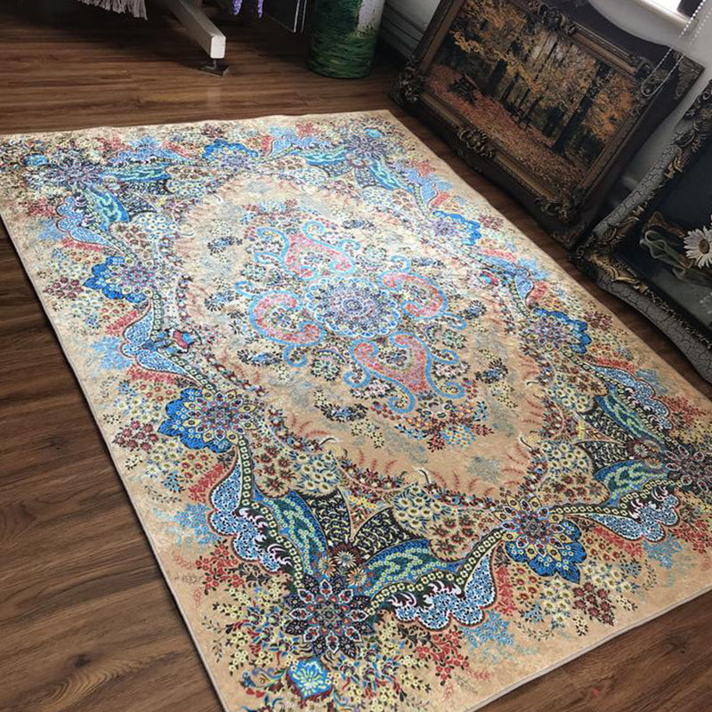 Lisslune | Glam Persian Indoor Dress Multicolored Floral Pattern Dress Non-Slip Back Machine Washable Pet Friendly Carpet for Living Room