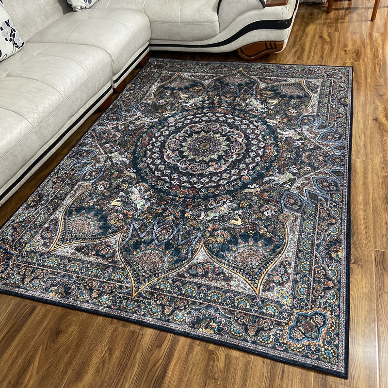 Lisslune | Glam Persian Indoor Dress Multicolored Floral Pattern Dress Non-Slip Back Machine Washable Pet Friendly Carpet for Living Room
