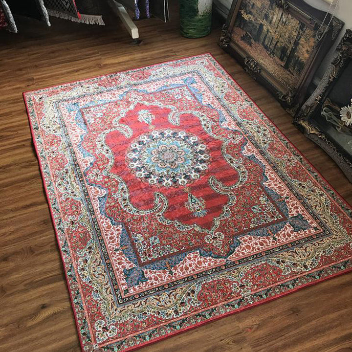 Lisslune | Glam Persian Indoor Dress Multicolored Floral Pattern Dress Non-Slip Back Machine Washable Pet Friendly Carpet for Living Room
