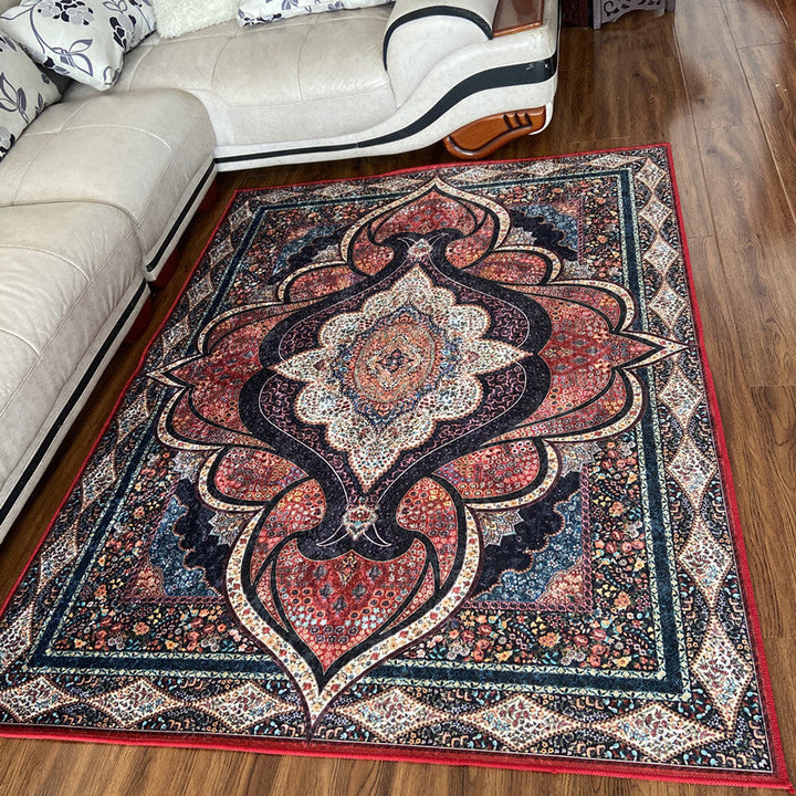 Lisslune | Glam Persian Indoor Dress Multicolored Floral Pattern Dress Non-Slip Back Machine Washable Pet Friendly Carpet for Living Room