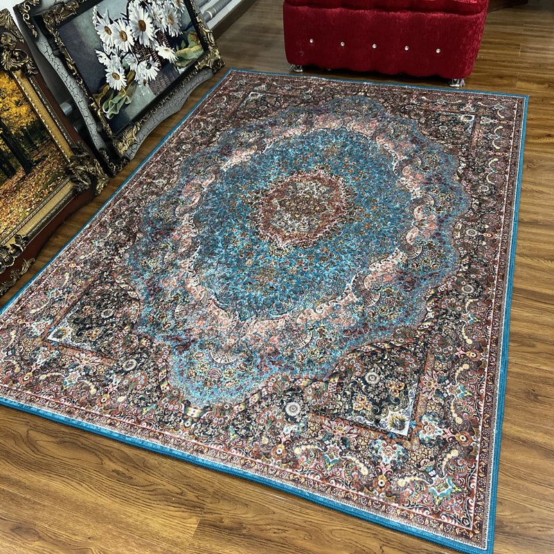 Lisslune | Glam Persian Indoor Dress Multicolored Floral Pattern Dress Non-Slip Back Machine Washable Pet Friendly Carpet for Living Room