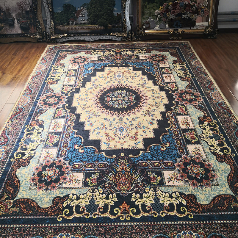 Lisslune | Glam Persian Indoor Dress Multicolored Floral Pattern Dress Non-Slip Back Machine Washable Pet Friendly Carpet for Living Room
