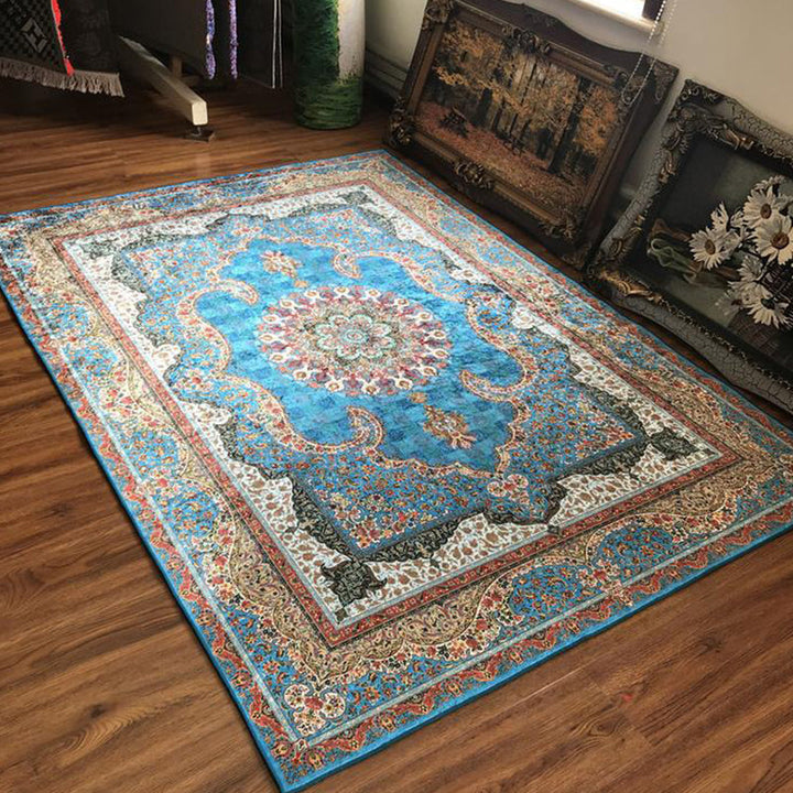Lisslune | Glam Persian Indoor Dress Multicolored Floral Pattern Dress Non-Slip Back Machine Washable Pet Friendly Carpet for Living Room