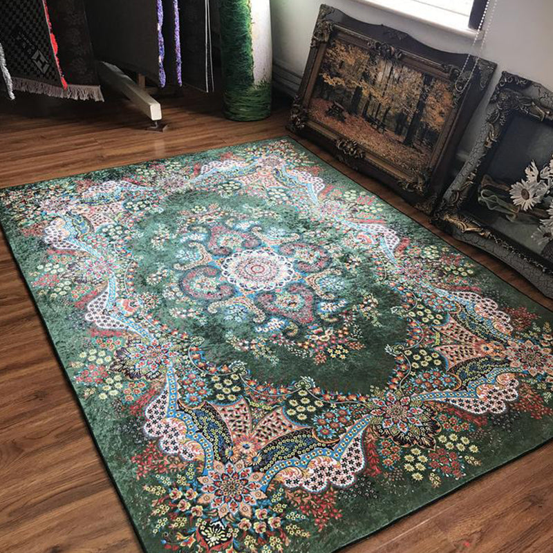 Lisslune | Glam Persian Indoor Dress Multicolored Floral Pattern Dress Non-Slip Back Machine Washable Pet Friendly Carpet for Living Room