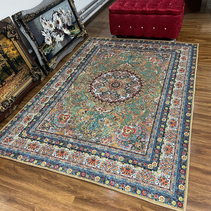 Lisslune | Glam Persian Indoor Dress Multicolored Floral Pattern Dress Non-Slip Back Machine Washable Pet Friendly Carpet for Living Room