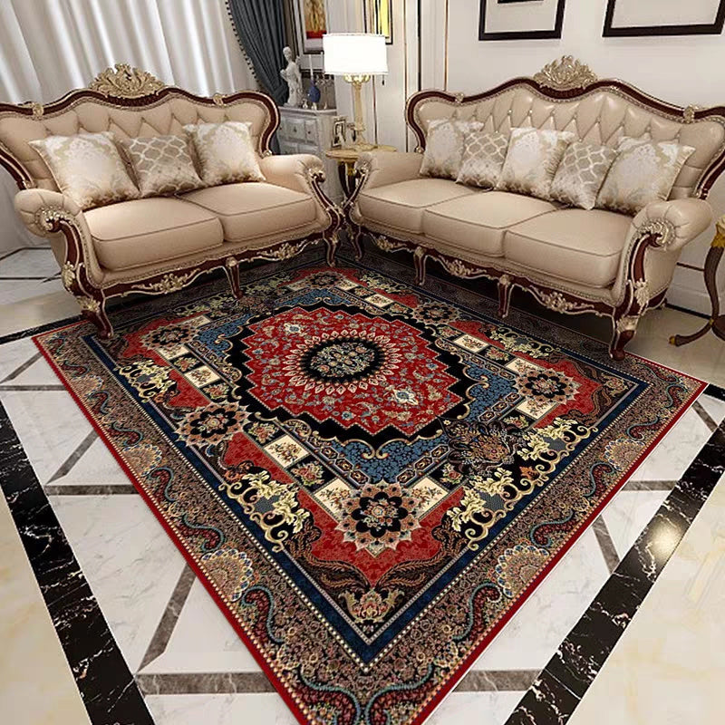 Lisslune | Glam Persian Indoor Dress Multicolored Floral Pattern Dress Non-Slip Back Machine Washable Pet Friendly Carpet for Living Room