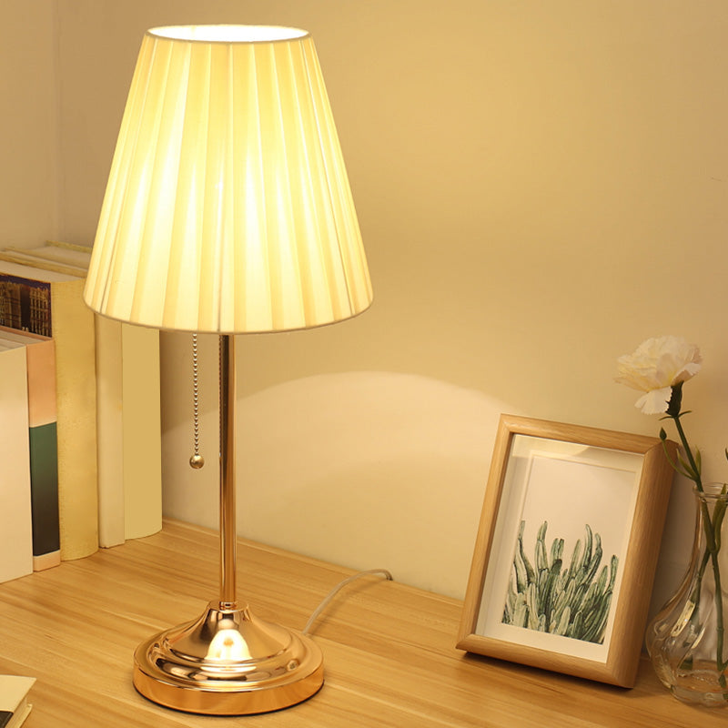 Lisslune | AstralGlow - Elegant Fabric Empire Shade Table Lamp with Pull Chain