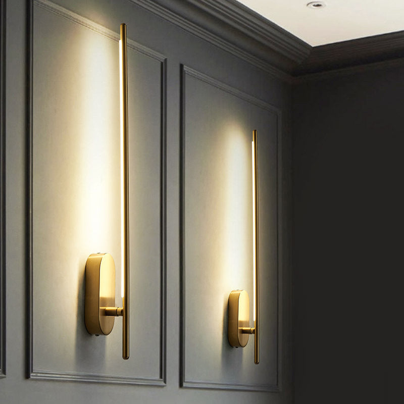 Lisslune | Stab-shaped Metal Wall Light Contemporary Gold LED Wall-mounted Lamp for the Living Room