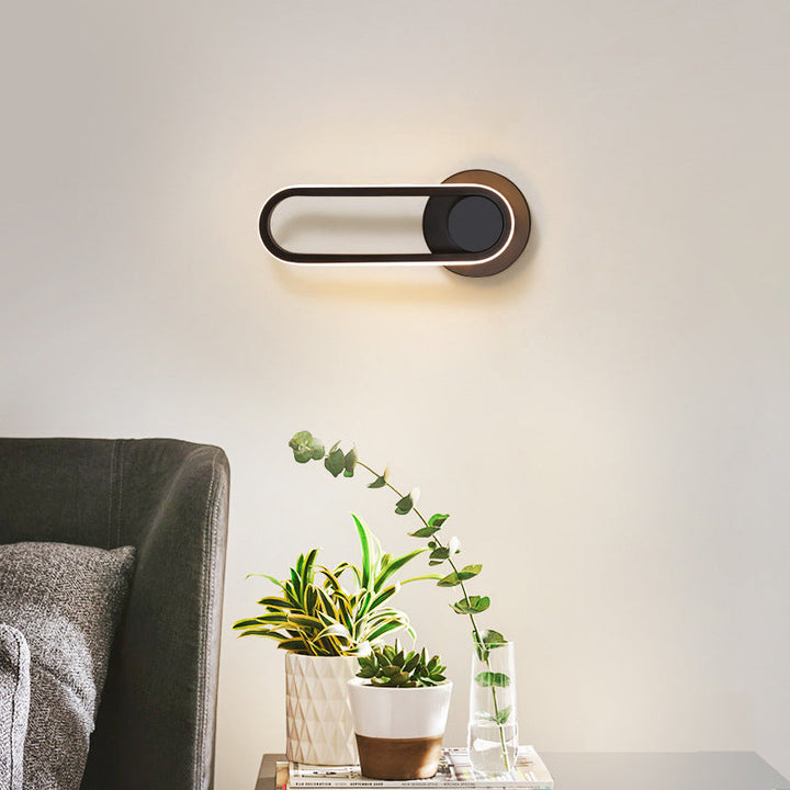 Lisslune | Oval-shaped Living Room Wall Sconce Light Metal Minimalist LED Wall Mount Lighting