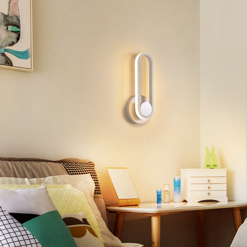 Lisslune | Oval-shaped Living Room Wall Sconce Light Metal Minimalist LED Wall Mount Lighting