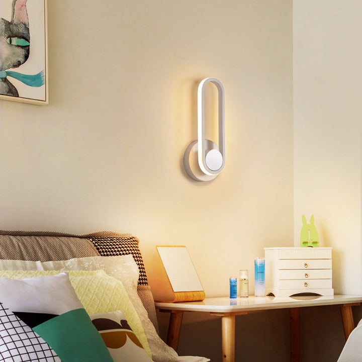 Lisslune | Oval-shaped Living Room Wall Sconce Light Metal Minimalist LED Wall Mount Lighting