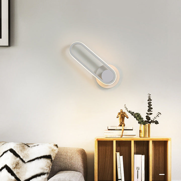 Lisslune | Oval-shaped Living Room Wall Sconce Light Metal Minimalist LED Wall Mount Lighting