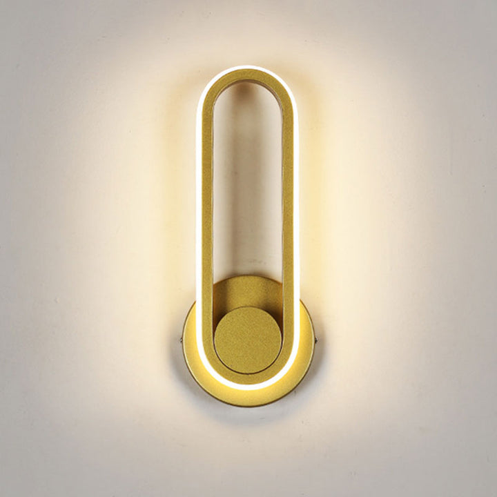 Lisslune | Oval-shaped Living Room Wall Sconce Light Metal Minimalist LED Wall Mount Lighting