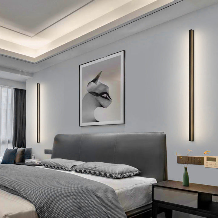 Lisslune | Rectangular Linear Wall Reading Light Minimalist Metal Bedroom LED Wall Mounted Lighting in Black