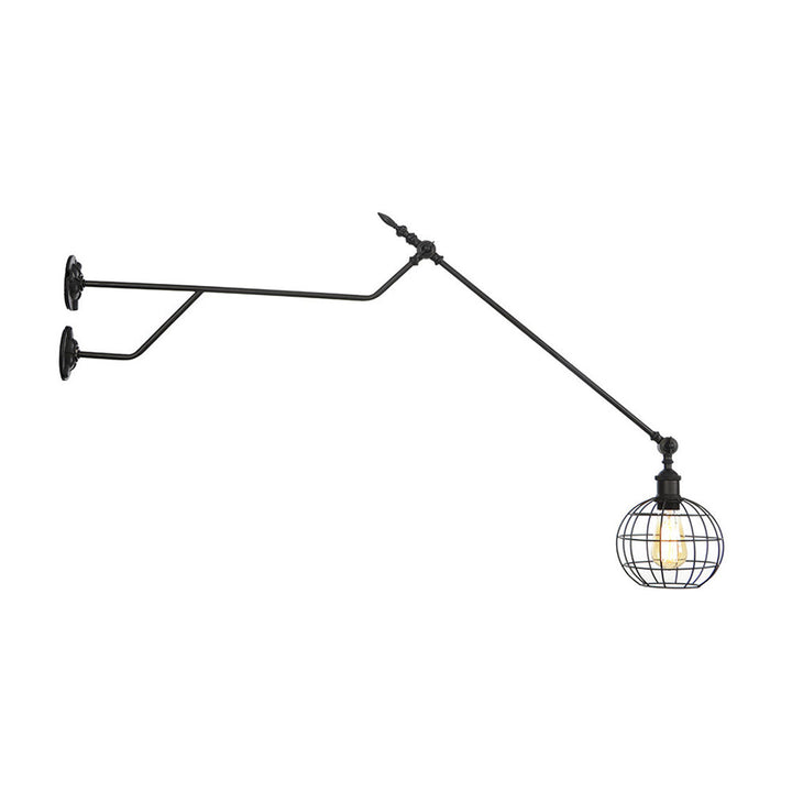 Skørter | Globe Metal Sconces Lighting Industrial Single Bulb Indoor Wall Mounted Lamp in Black with Cage