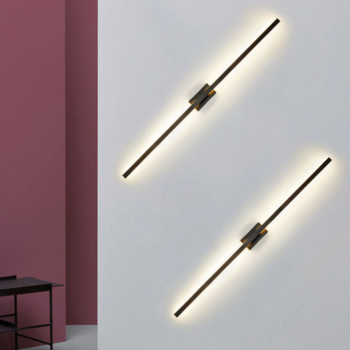 Skørter | Linear Metal LED Wall Light Contemporary Black Wall Light for Hallway