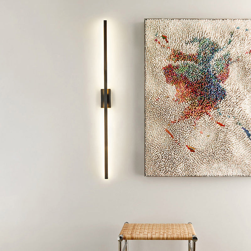 Skørter | Linear Metal LED Wall Light Contemporary Black Wall Light for Hallway