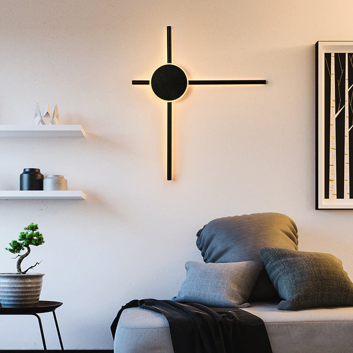 Lisslune | Black Hour Hand Wall Sconce Light Minimalist Metal LED Wall Mount Lighting for Living Room