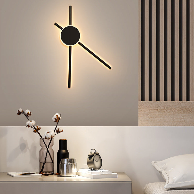 Lisslune | Black Hour Hand Wall Sconce Light Minimalist Metal LED Wall Mount Lighting for Living Room