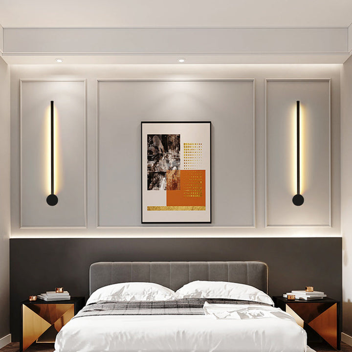 Skørter | Slim Tube Shaped Wall Lighting Contemporary Metal Living Room LED Wall Lamp Fixture