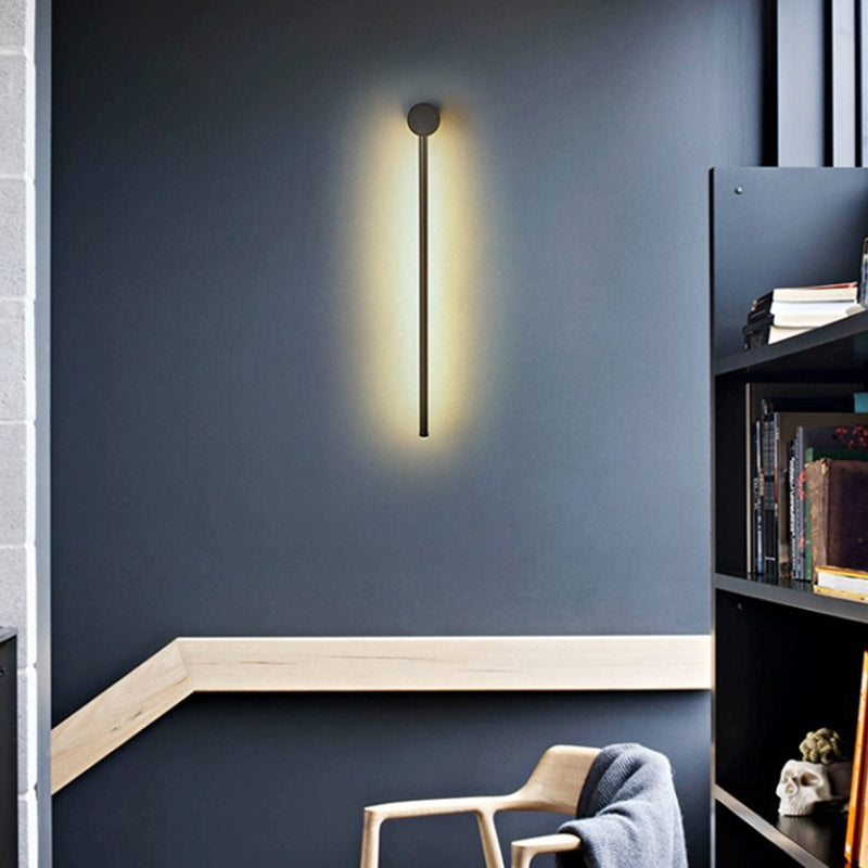 Skørter | Slim Tube Shaped Wall Lighting Contemporary Metal Living Room LED Wall Lamp Fixture