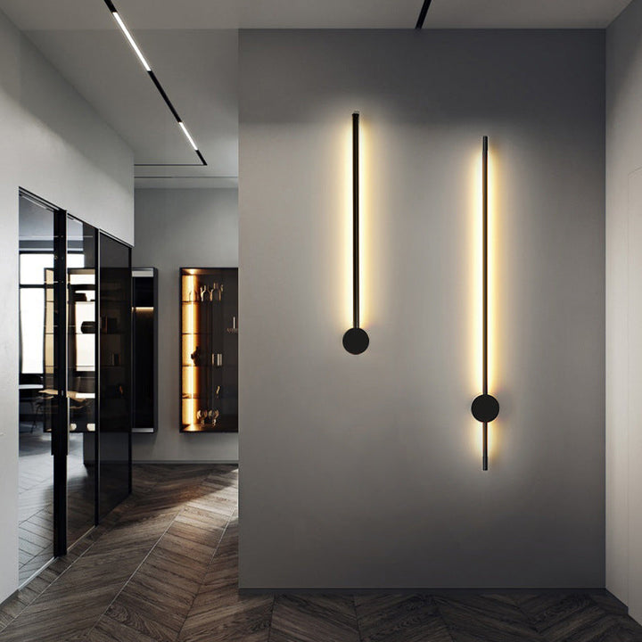 Skørter | Slim Tube Shaped Wall Lighting Contemporary Metal Living Room LED Wall Lamp Fixture