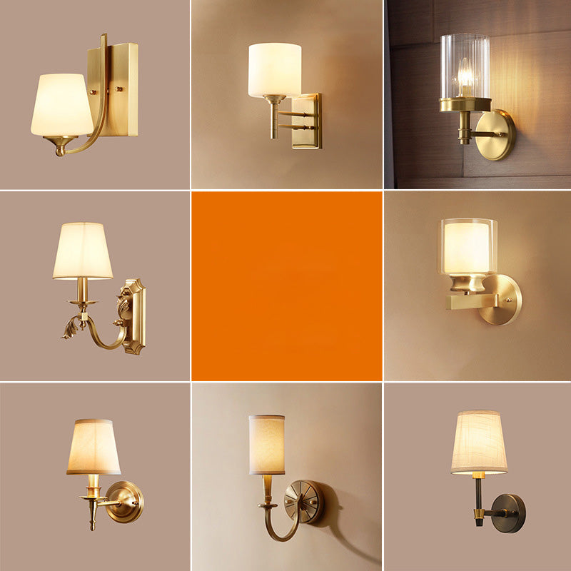 Lisslune | Metallic Candle Holder Wall Light Minimalist 1 Head Wall Mounted Lamp in Gold for Entrance Area