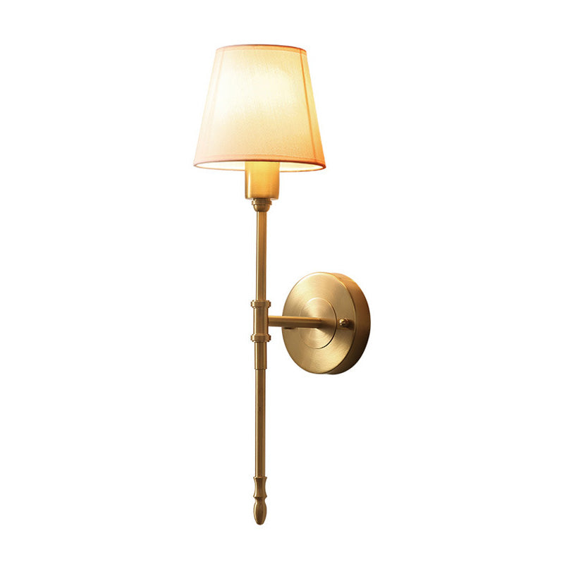 Skørter | Bronze Extended Wall Lamp Light Classic Metal Nightstand Wall Mounted Light with Cone-Shaped Fabric Shade