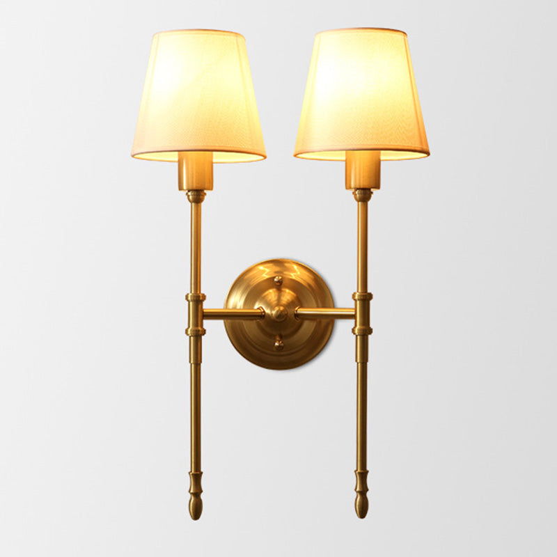 Skørter | Bronze Extended Wall Lamp Light Classic Metal Nightstand Wall Mounted Light with Cone-Shaped Fabric Shade