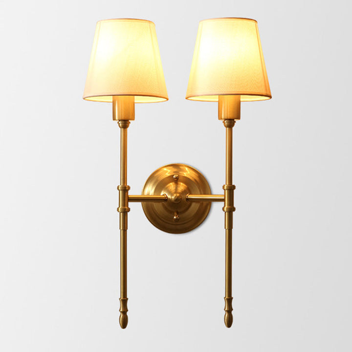Skørter | Bronze Extended Wall Lamp Light Classic Metal Nightstand Wall Mounted Light with Cone-Shaped Fabric Shade
