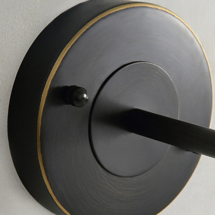 Skørter | 1 Bulb Metal Wall Light Traditional Black Extended Nightstand Wall Lamp with Conical Fabric Shade