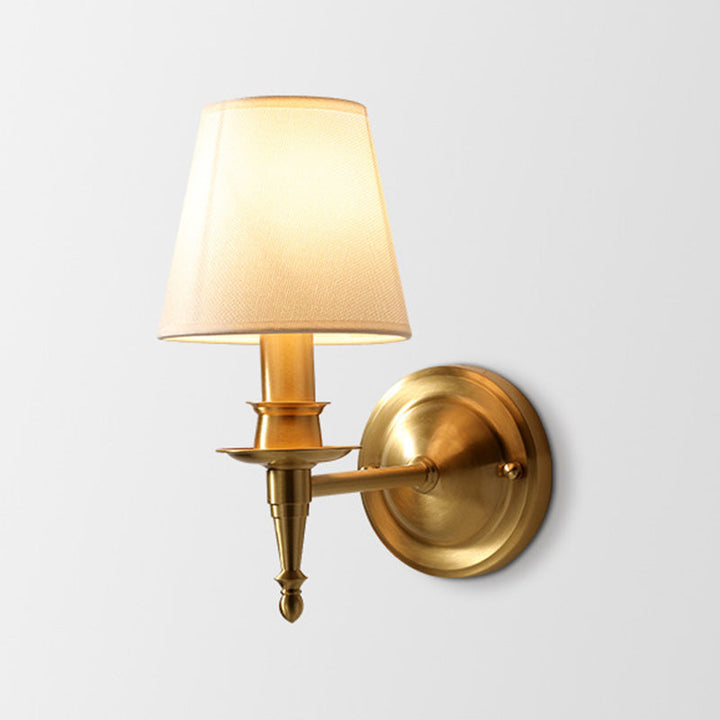 Skørter | Minimalism Cone-Shaped Wall Lamp Single Lamp Fabric Wall Lighting in Gold