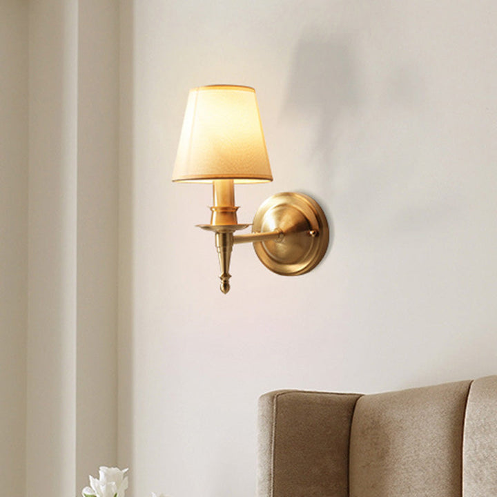 Skørter | Minimalism Cone-Shaped Wall Lamp Single Lamp Fabric Wall Lighting in Gold