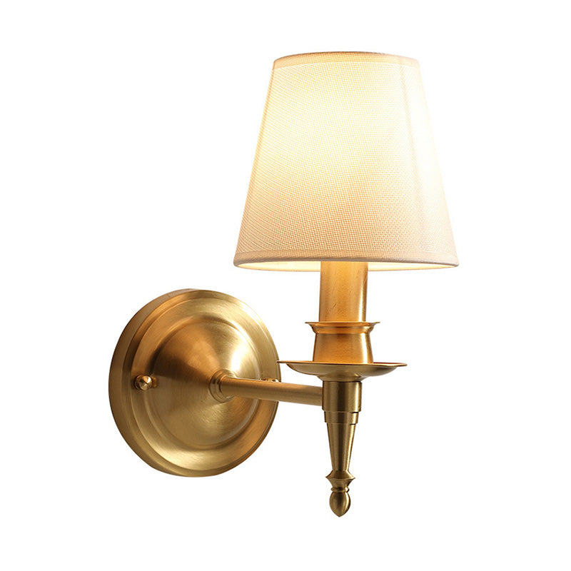 Skørter | Minimalism Cone-Shaped Wall Lamp Single Lamp Fabric Wall Lighting in Gold