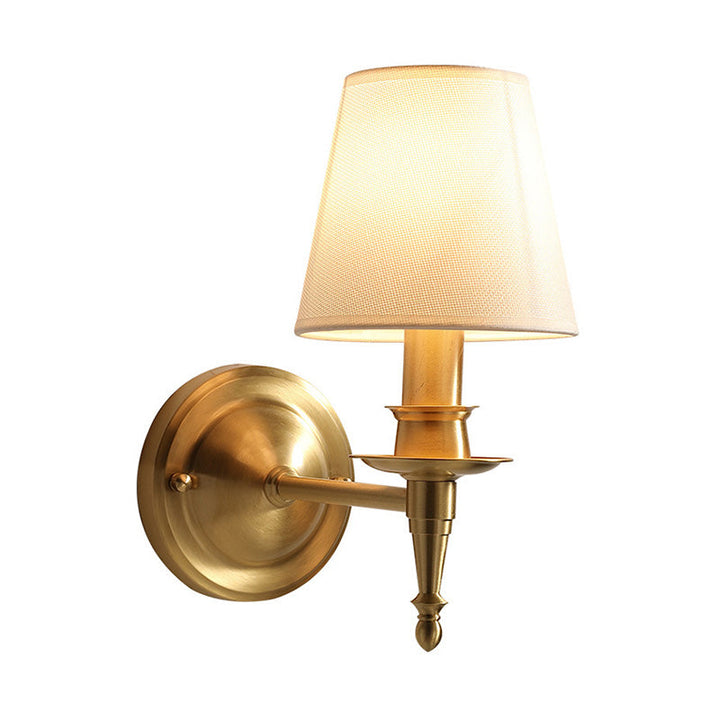 Skørter | Minimalism Cone-Shaped Wall Lamp Single Lamp Fabric Wall Lighting in Gold