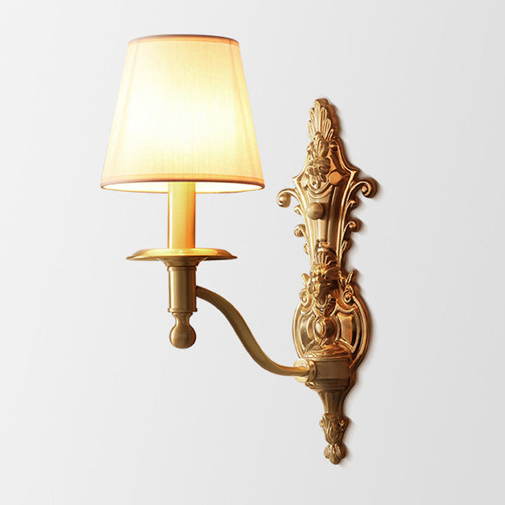 Skørter | Minimalism Cone-Shaped Wall Lamp Single Lamp Fabric Wall Lighting in Gold