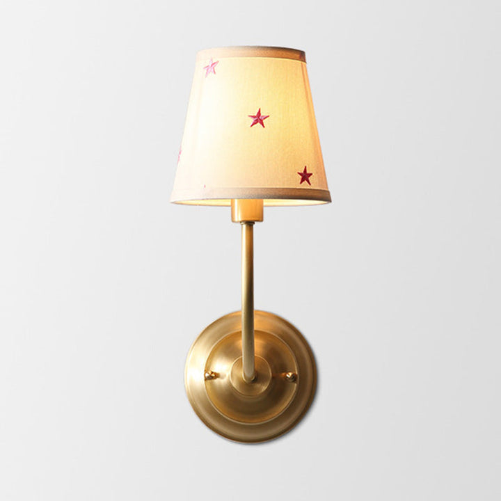 Skørter | Minimalism Cone-Shaped Wall Lamp Single Lamp Fabric Wall Lighting in Gold