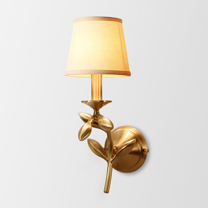 Skørter | Minimalism Cone-Shaped Wall Lamp Single Lamp Fabric Wall Lighting in Gold