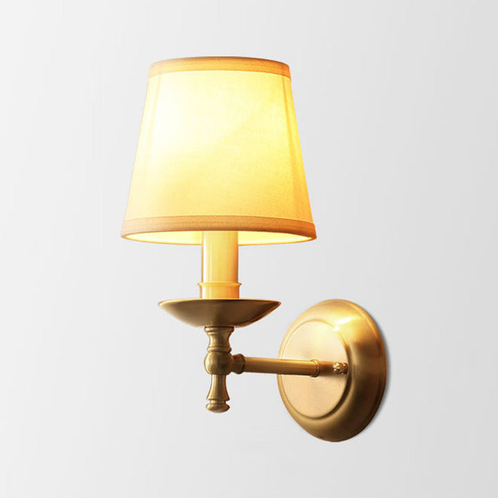 Skørter | Minimalism Cone-Shaped Wall Lamp Single Lamp Fabric Wall Lighting in Gold