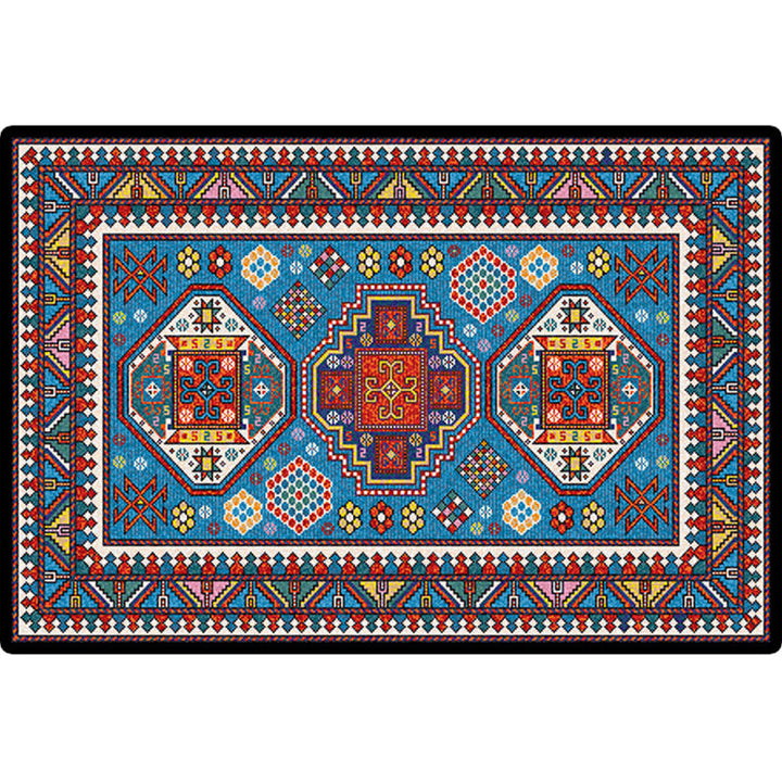 Lisslune | Turkish symmetrical geometric pattern rug Multicolored polypropylene rug Pet-friendly Non-slip Stain-resistant rug for hallway