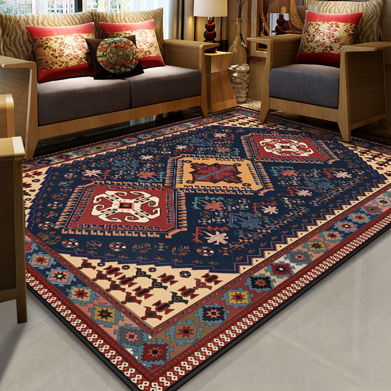 Lisslune | Stralendel Multi-colored Flower Rug Synthetic Moroccan Rug Washable Pet-friendly Non-slip Rug for Room